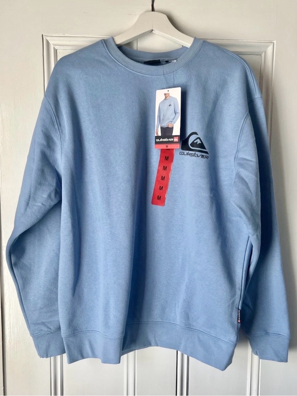 NWT 90s Y2K surf light blue Quicksilver Sweatshirt Size M Crewneck skate beach